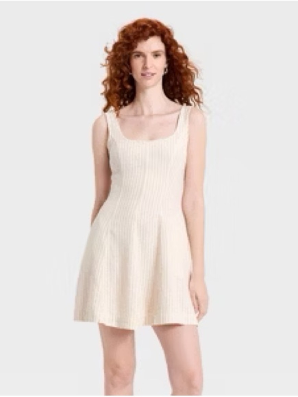 Universal Thread™ Women's Sleeveless Linen Mini A-Line Dress - Tan Striped - XL